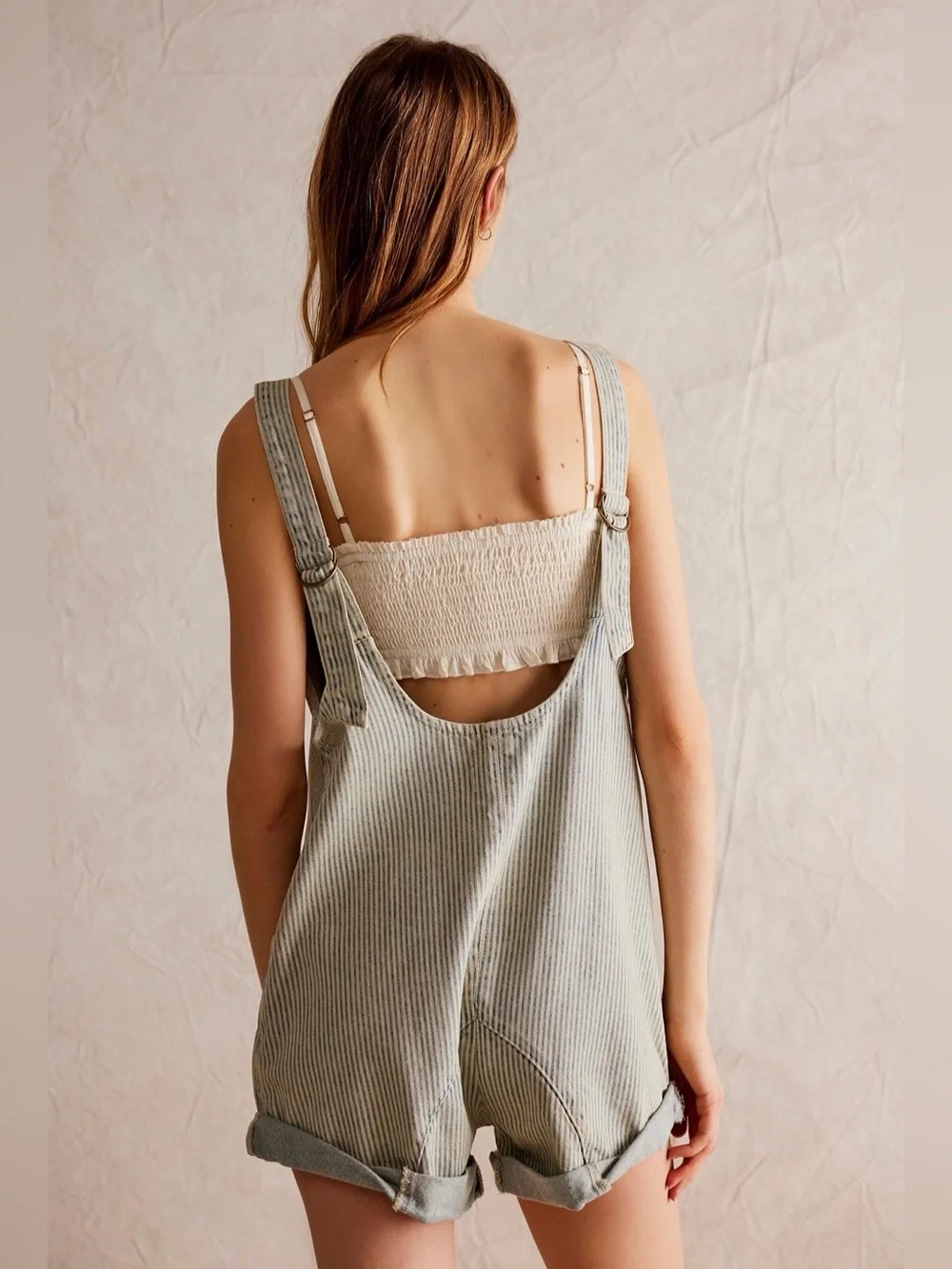 Free People High Roller Railroad Shortall in Pillow Talk Stripe